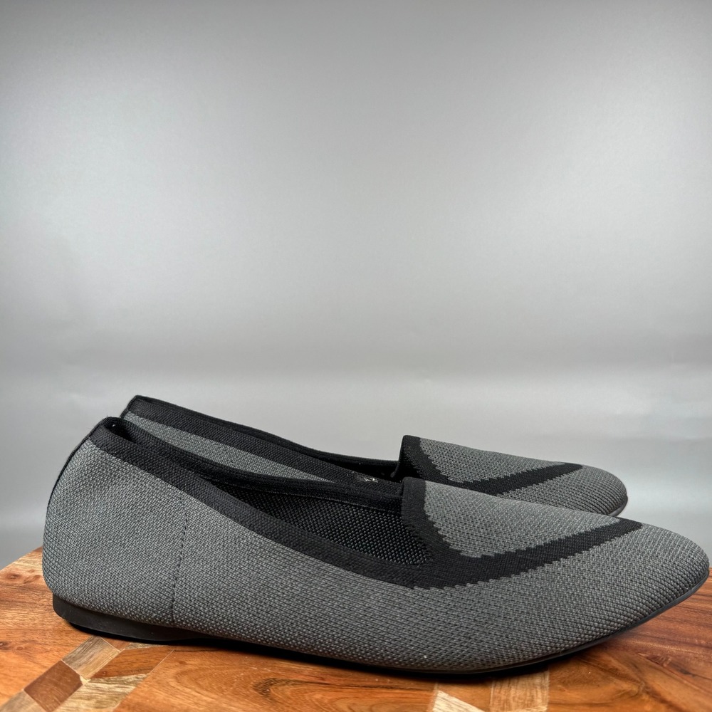 Birdies The Blackbird Slate Gray Knit Pointed Toe Flat Loafer Shoes Womens 10